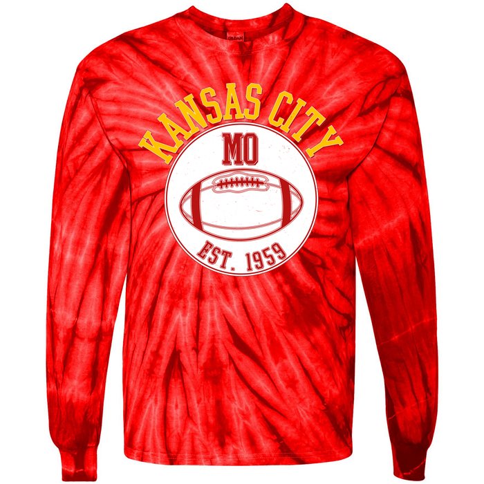 Kansas City MO KC Football EST 1959 Emblem Tie-Dye Long Sleeve Shirt