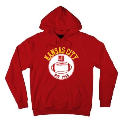 Kansas City MO KC Football EST 1959 Emblem Tall Hoodie