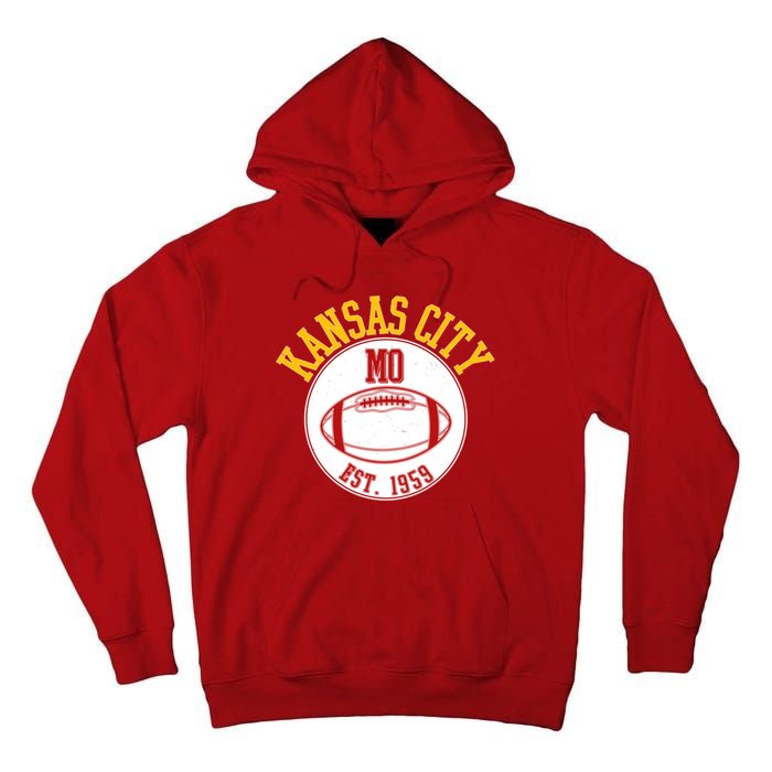 Kansas City MO KC Football EST 1959 Emblem Tall Hoodie