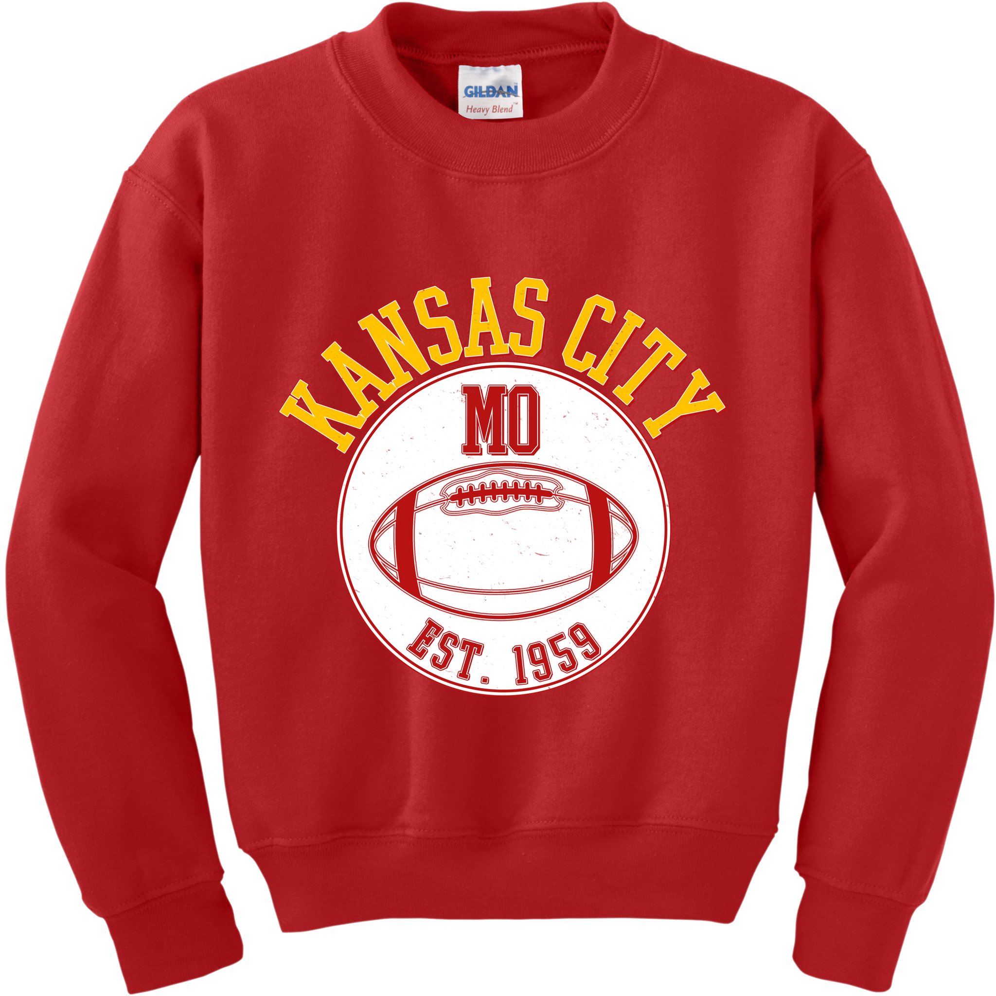 Kansas City MO KC Football EST 1959 Emblem Kids Sweatshirt