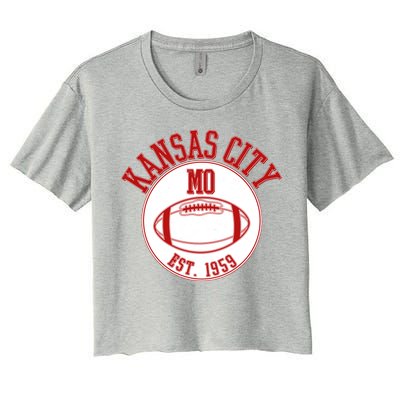 Kansas City MO KC Football EST 1959 Emblem Women's Crop Top Tee