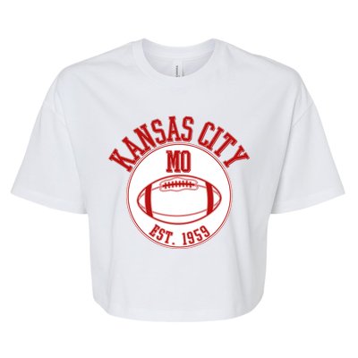 Kansas City MO KC Football EST 1959 Emblem Bella+Canvas Jersey Crop Tee