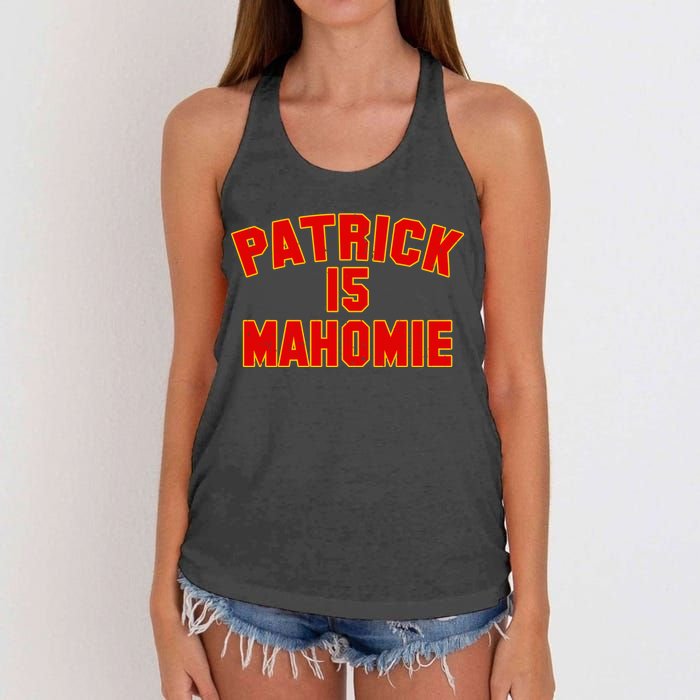 Kansas City Patrick is Mahomie 15 Women's Knotted Racerback Tank