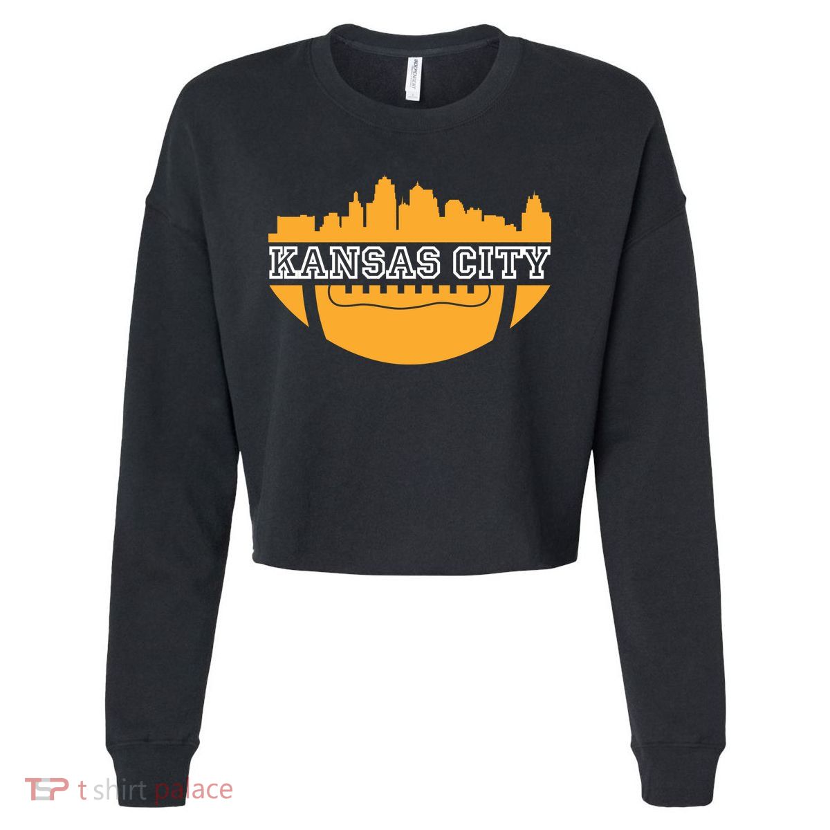 Kansas City Skyline Football Cropped Pullover Crew
