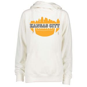 Kansas City Skyline Football Womens Funnel Neck Pullover Hood