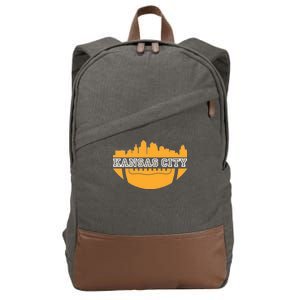 Kansas City Skyline Football Cotton Canvas Backpack