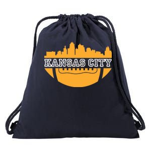 Kansas City Skyline Football Drawstring Bag