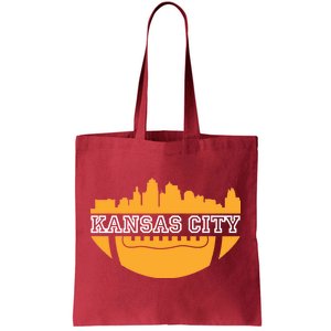 Kansas City Skyline Football Tote Bag