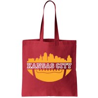 Kansas City Skyline Football Tote Bag