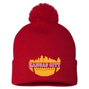 Kansas City Skyline Football Pom Pom 12in Knit Beanie