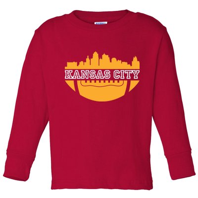 Kansas City Skyline Football Toddler Long Sleeve Shirt