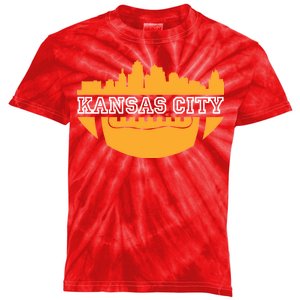 Kansas City Skyline Football Kids Tie-Dye T-Shirt