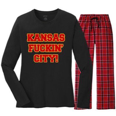 Kansas Fuckin City Women's Long Sleeve Flannel Pajama Set 