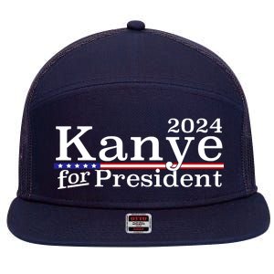 Kanye 2024 For President 7 Panel Mesh Trucker Snapback Hat