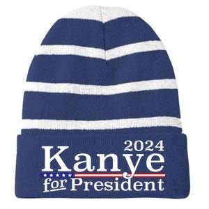 Kanye 2024 For President Striped Beanie with Solid Band