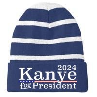 Kanye 2024 For President Striped Beanie with Solid Band