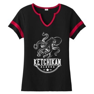 Ketchikan Alaska Octopus Vacation And Cruise Gift Ladies Halftime Notch Neck Tee