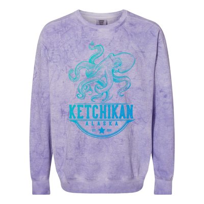 Ketchikan Alaska Octopus Vacation And Cruise Gift Colorblast Crewneck Sweatshirt