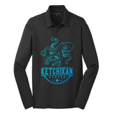 Ketchikan Alaska Octopus Vacation And Cruise Gift Silk Touch Performance Long Sleeve Polo