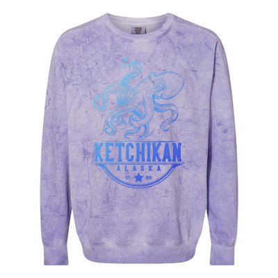 Ketchikan Alaska Octopus Vacation And Cruise Gift Colorblast Crewneck Sweatshirt