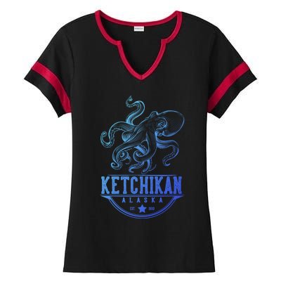 Ketchikan Alaska Octopus Vacation And Cruise Gift Ladies Halftime Notch Neck Tee