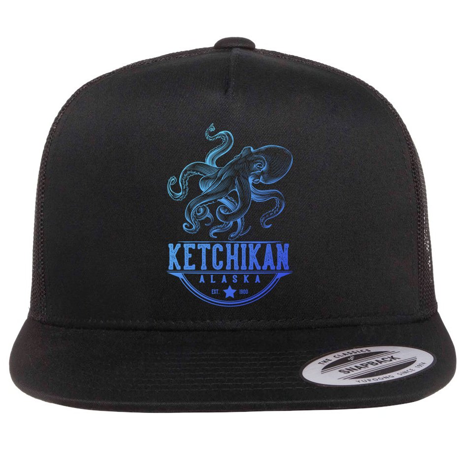 Ketchikan Alaska Octopus Vacation And Cruise Gift Flat Bill Trucker Hat