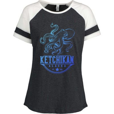 Ketchikan Alaska Octopus Vacation And Cruise Gift Enza Ladies Jersey Colorblock Tee