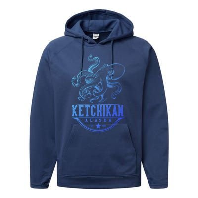 Ketchikan Alaska Octopus Vacation And Cruise Gift Performance Fleece Hoodie