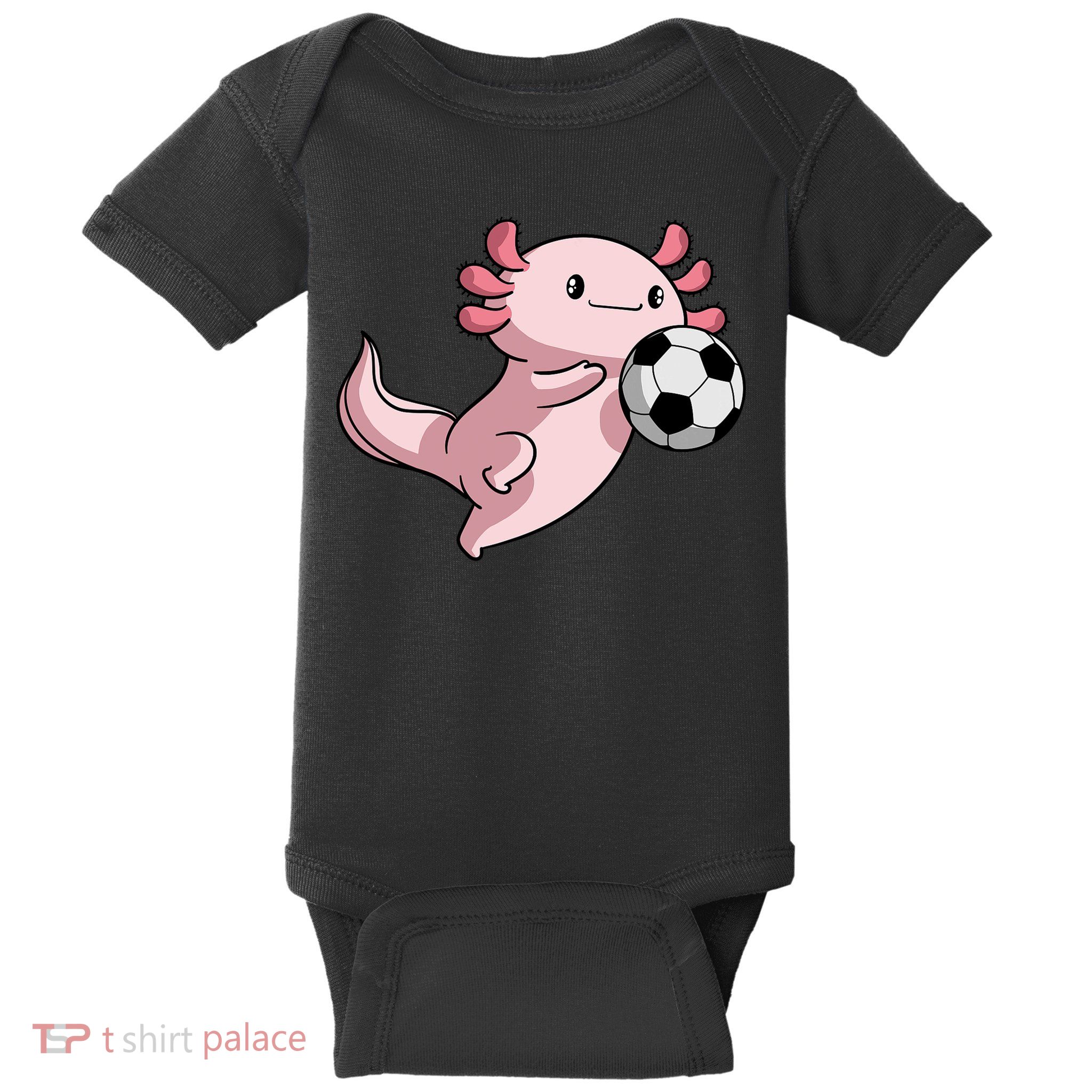 Kawaii Axolotl Pun Funny Soccer Player Baby Bodysuit
