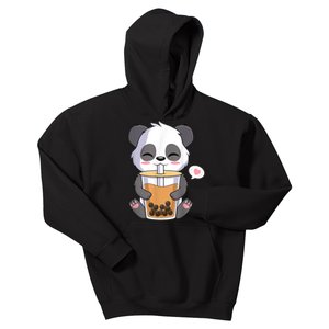 Kawaii Anime Panda Drinking Boba Bubble Tea Kids Hoodie