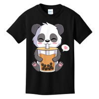 Kawaii Anime Panda Drinking Boba Bubble Tea Kids T-Shirt