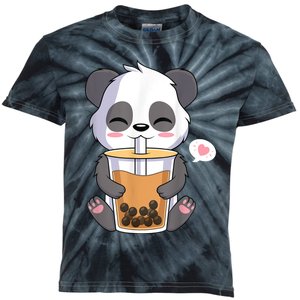 Kawaii Anime Panda Drinking Boba Bubble Tea Kids Tie-Dye T-Shirt