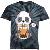 Kawaii Anime Panda Drinking Boba Bubble Tea Kids Tie-Dye T-Shirt