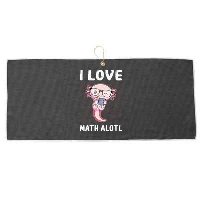 Kawaii Axolotl Pun Funny I Love Math Alotl Mathematics Large Microfiber Waffle Golf Towel