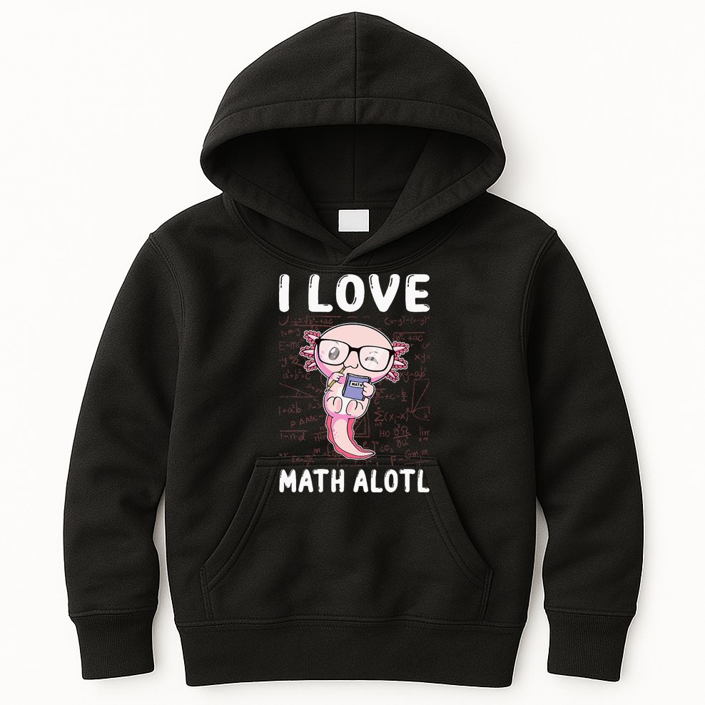 Kawaii Axolotl Pun Funny I Love Math Alotl Mathematics Kids Hoodie