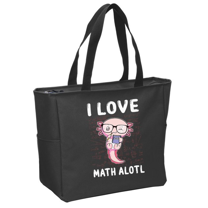 Kawaii Axolotl Pun Funny I Love Math Alotl Mathematics Zip Tote Bag