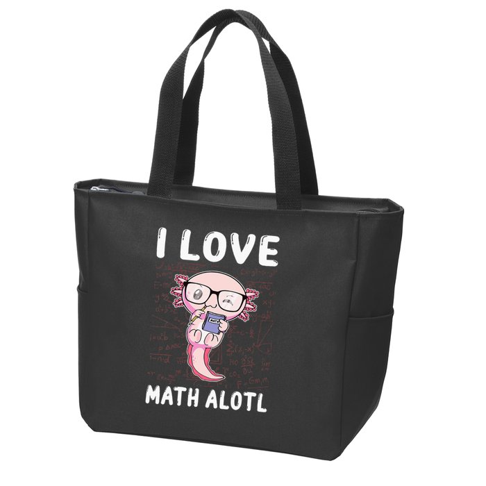 Kawaii Axolotl Pun Funny I Love Math Alotl Mathematics Zip Tote Bag