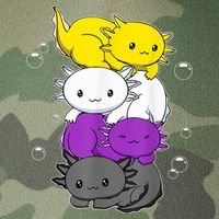 Kawaii Axolotl Pile Nonbinary Flag LGBTQ Legacy Tie Dye Trucker Hat