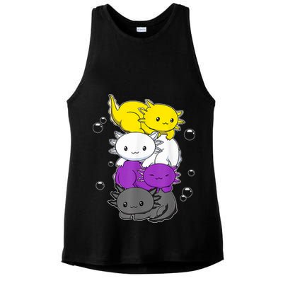 Kawaii Axolotl Pile Nonbinary Flag LGBTQ Ladies PosiCharge Tri-Blend Wicking Tank