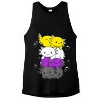 Kawaii Axolotl Pile Nonbinary Flag LGBTQ Ladies PosiCharge Tri-Blend Wicking Tank