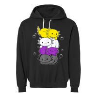 Kawaii Axolotl Pile Nonbinary Flag LGBTQ Garment-Dyed Fleece Hoodie