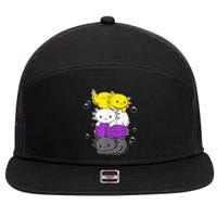 Kawaii Axolotl Pile Nonbinary Flag LGBTQ 7 Panel Mesh Trucker Snapback Hat