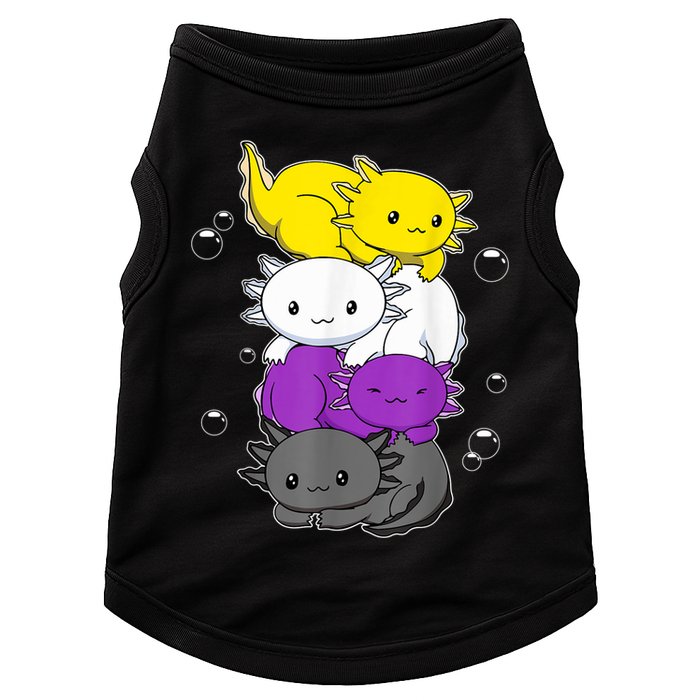 Kawaii Axolotl Pile Nonbinary Flag LGBTQ Doggie Tank