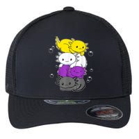 Kawaii Axolotl Pile Nonbinary Flag LGBTQ Flexfit Unipanel Trucker Cap