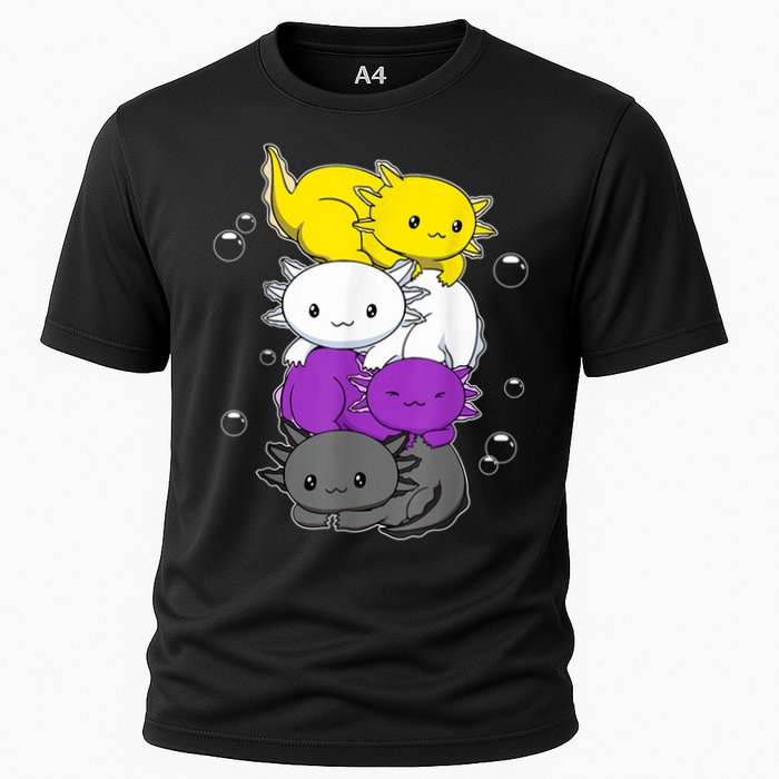 Kawaii Axolotl Pile Nonbinary Flag LGBTQ Performance Shirt