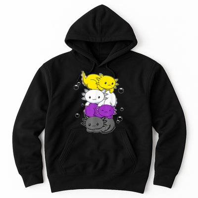 Kawaii Axolotl Pile Nonbinary Flag LGBTQ Hoodie