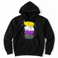 Kawaii Axolotl Pile Nonbinary Flag LGBTQ Hoodie