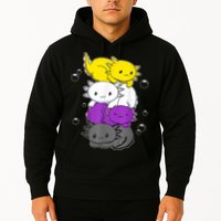 Kawaii Axolotl Pile Nonbinary Flag LGBTQ Hoodie