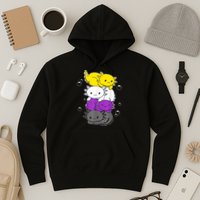 Kawaii Axolotl Pile Nonbinary Flag LGBTQ Hoodie