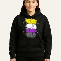 Kawaii Axolotl Pile Nonbinary Flag LGBTQ Hoodie